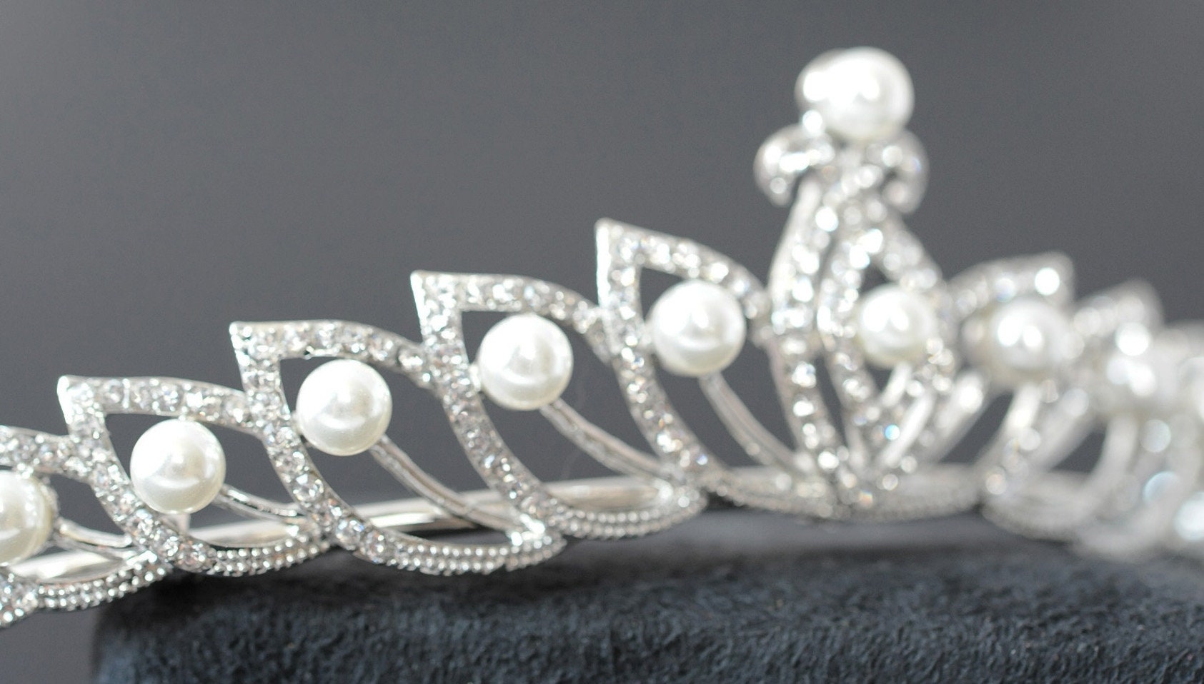 Tiara de Perla Nupcial para novia, Tiara y Corona de Cristal de Plata, Diadema Nupcial con
