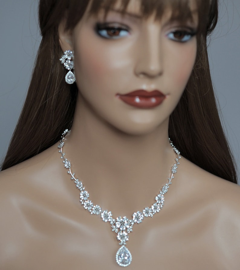 Bridal Jewellery Set Wedding Silver Set for Brides Flower Etsy