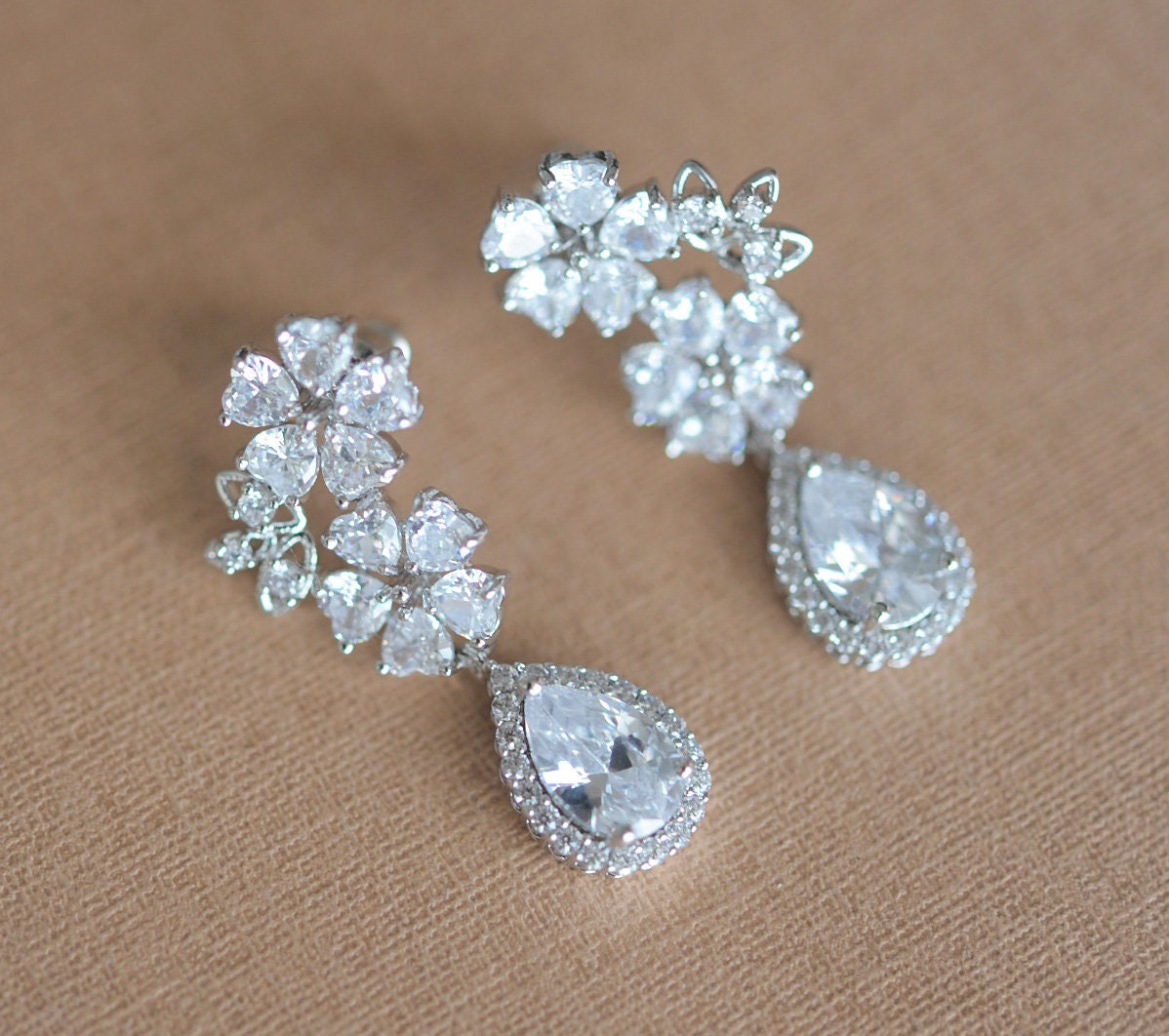 Bridal Jewellery Set Wedding Silver Set for Brides Flower - Etsy