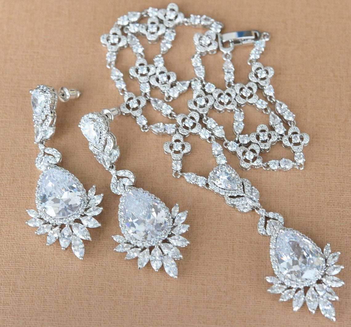 Bridal Jewellery Set Wedding Silver Set for Brides Bridal Etsy