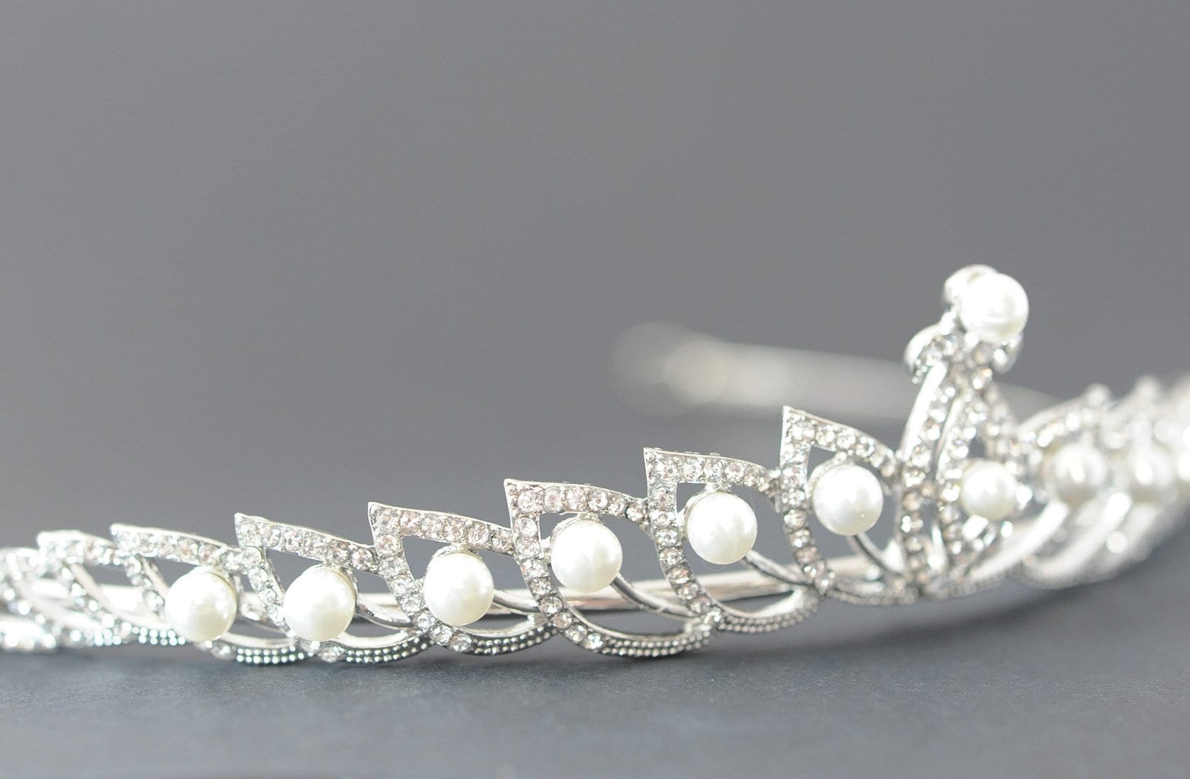Tiara de Perla Nupcial para novia, Tiara y Corona de Cristal de Plata, Diadema Nupcial con
