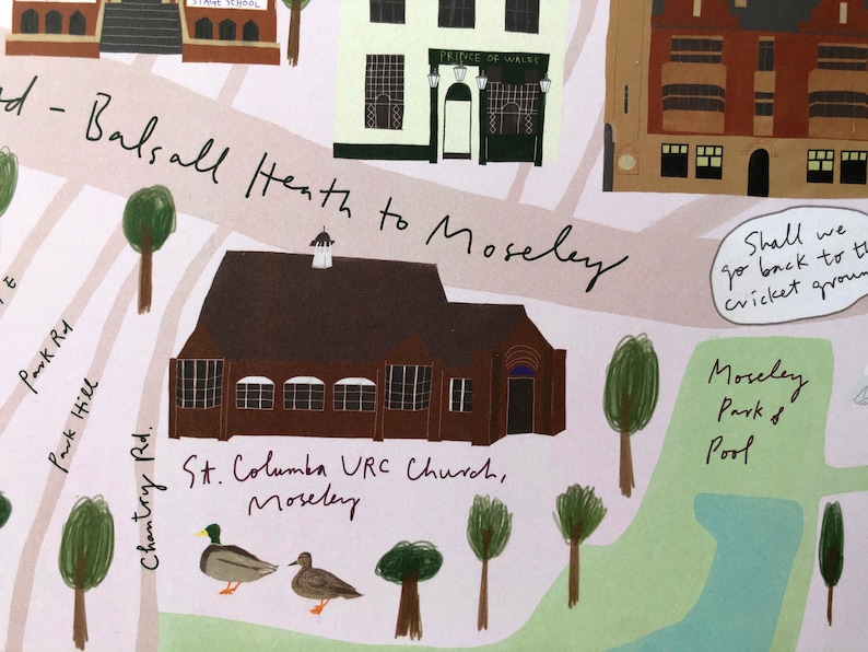 NEW EDITION Illustrated Map of Alcester Road, Balsall Heath to Moseley