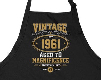 65 Birthday Apron For Grilling Gifts For Men 65th Bday Gift Ideas For Him BBQ Apron Kitchen Present Chef Outfit Barbecue Apron Vintage 1961