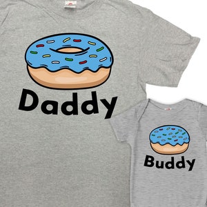 Papa und Sohn passende Shirts Papa und ich Geschenke für Donut-Liebhaber Vatertag T-Shirts Vater und Kind Outfits Familie Set T-Shirts - SA1096A-97A