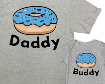Dad And Son Matching Shirts Daddy And Me Gifts For Donut Lovers Fathers Day T Shirts Father And Kid Outfits Family Set Tees - SA1096A-97A