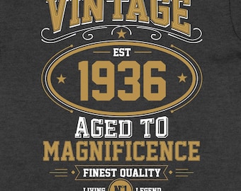 90th Birthday Gifts Personalized Birthday Present Custom Year Bday Outfit B Day T Shirt Customized TShirt Funny Vintage 1936 Birthday Tee