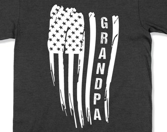 Army Veteran Gift For Grandpa Shirt Patriotic T Shirt USA Flag TShirt Distressed American Flag Print Fathers Day Fourth Of July Tee - SA1605