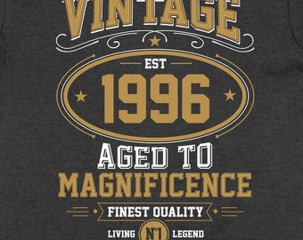 30th Birthday Shirt Bday Present Customized T Shirt Bday TShirt Personalized Year 30 Year Old Gift Idea B-Day Vintage 1996 Birthday Tee