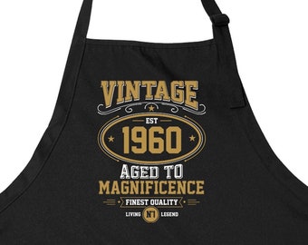 65 Birthday Apron For Grilling Gifts For Men 65th Bday Gift Ideas For Him BBQ Apron Kitchen Present Chef Outfit Barbecue Apron Vintage 1960