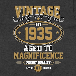 90th Birthday Gifts Personalized Birthday Present Custom Year Bday Outfit B Day T Shirt Customized TShirt Funny Vintage 1935 Birthday Tee