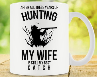 Mens Hunting Gift To Husbands From Wife Funny Hunting Mug For Dad From Kids Hunter Mug Hunting Coffee Cup Handmade Ceramic Tea Cup - SA1471