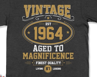 Custom Birthday Shirt 60th Birthday Gift Personalized T Shirt Bday Present Dad Birthday Sixty Year Old Grandpa Vintage 1964 Birthday Tee