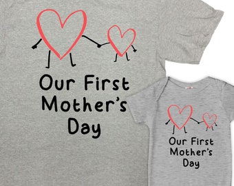 Conjuntos a juego para mamá e hijo. Nuestro primer regalo del Día de la Madre. Camisetas para mamá y bebé. Camiseta para hija. Conjunto para hijo. Camiseta para madre primeriza - SA1673