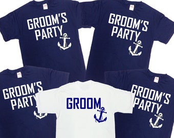 Groom T Shirt Bachelor Party Shirts Stag Party Groom And Groomsmen Shirts Nautical Wedding Party Groomsman Proposal Bach Party - SA1230-31