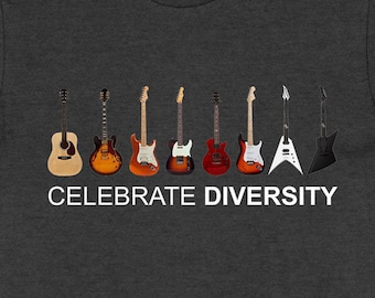 Guitar Gift For Him Electric Guitar Shirt Musician T Shirt Guitar Player Gift For Men Guitar Lover Guitarist Celebrate Diversity - SA1125