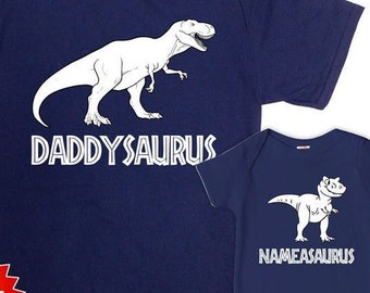 Daddy And Me Shirts Dad And Baby Gift First Fathers Day Gift Daddy Family Photo Outfits Custom Name New Dad Dinosaur Babysaurus - SA635-1267