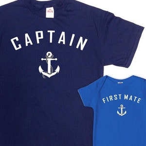 Dad And Baby Shirts Matching Father Son Shirts Daddy And Me Outfits Fathers Day T Shirt 1st Time Dad Gift Captain First Mate - SA227-228