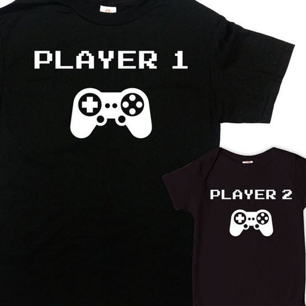 Father Son Shirts Daddy Daughter Gift Matching Outfits Dad And Baby Shirts Fathers Day T Shirt Gaming Dad Gift Player 1 Player 2 - SA643-44