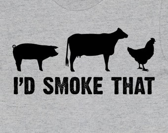 Funny BBQ Gift For Grillers T Shirt Dad Gift From Son Grilling Gift Ideas For Men Fathers Day TShirt Barbeque Tee I'd Smoke That -SA1496