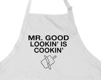 Cooking Gift For Men Kitchen Apron Gift For Him Chef Apron With Pockets Fathers Day Present For Dad Grilling Apron For Men BBQ Apron -SA1355