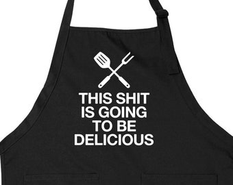 Funny Aprons For Men Grilling Gifts For Him Barbecue Apron With Pockets Fathers Day Present BBQ Apron Gift For Chefs Full Adult - SA1398