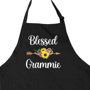 Grandma Apron With Pockets Blessed Grammie Gift For Mothers Day Present For Grandmothers Cooking Apron Baking Gifts For Bakers Pinny -SA1484