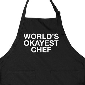 Chef Gift Kitchen Apron Funny Apron With Pockets Full Apron Gift Novelty Apron Cook Apron Funny Gift For Chef World&#39;s Okayest Chef - SA1312