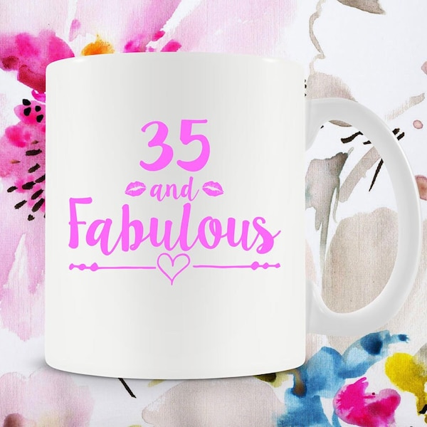 Idée cadeau 35e anniversaire pour femme Mug à café d'anniversaire, cadeau d'anniversaire pour elle, grande tasse à café, tasse à café de 35 ans et fabuleuse tasse en céramique - BG532