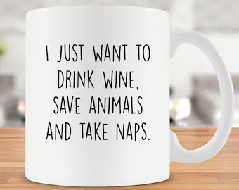 Funny Coffee Mug For Animal Lover Gift Wine Drinker Best Coffee Cups Mug For Her Pet Lover Nap Gift Wine Lover Gift Ceramic Mug - SA134