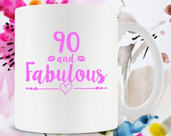 90e verjaardag mok cadeau voor oma 90e verjaardag koffiekopje verjaardag cadeau voor haar aangepast leeftijd gepersonaliseerde 90 en fantastische keramische mok - BG542