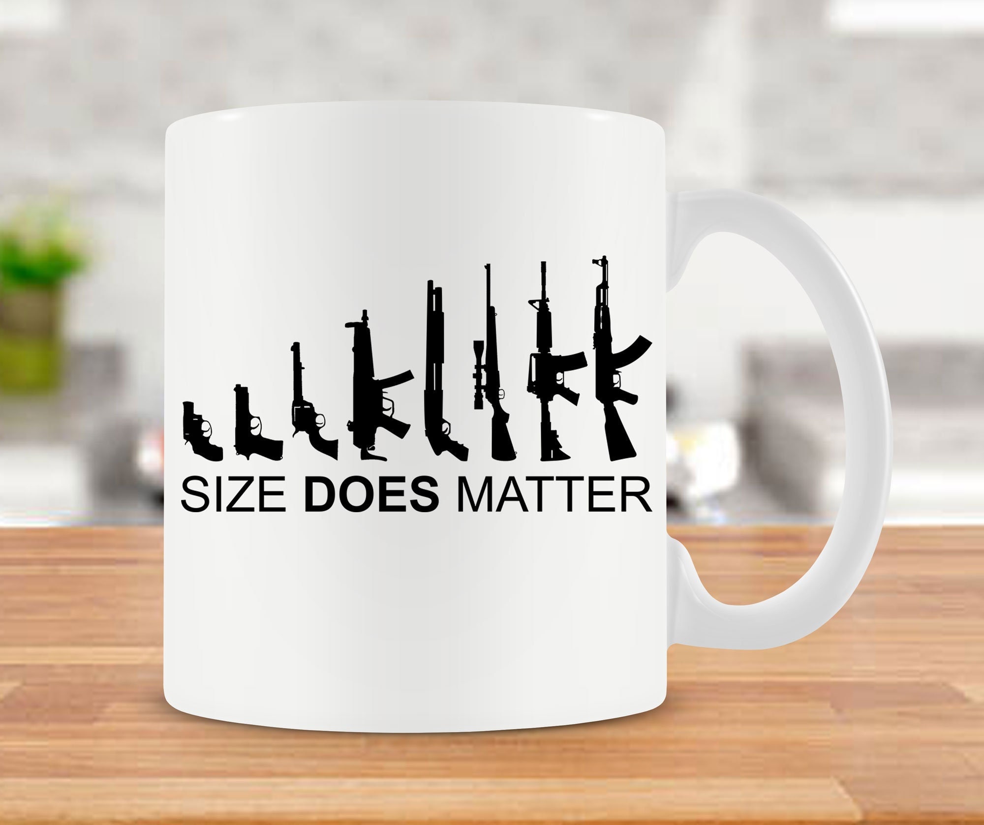 Gun Lover Gift For Gun Owners Repulican Mug Veteran Gift 2nd Amendment Gun Enthusiast Pro Gun Size Does Matter Ceramic Coffee Cup - SA1639