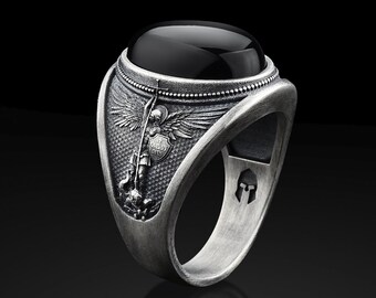AMDXD Jewelry Sterling Silver Wedding Rings for Men Guardian Angel Band 10.5 AMDXD Jewelry Sterling Silver Wedding Rings for Men Guardian Angel Band 10.5