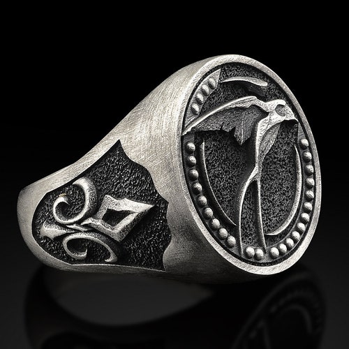 Zireael the Witcher Symbol Engraved Silver Ring Etsy
