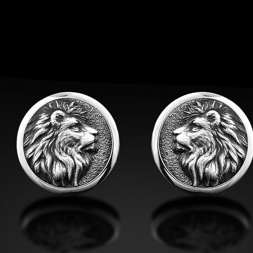 Big Lion Cufflinks & Lion Tie Clip Set Vintage Inspired BIG Etsy