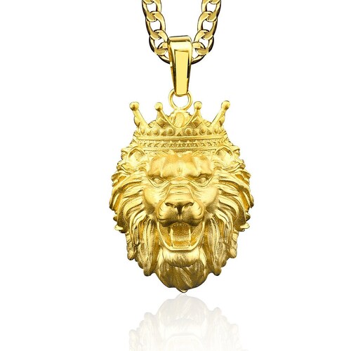 Solid Gold Lion King Men Pendant Lion 
