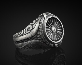 Thenxin Rings for Men Novelty Motorcycle Cylinder Engine Mechanical Carving Craft Personal Accessories Boyfriend Gift