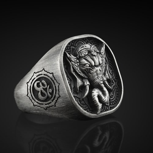 Vegvísir Handmade Sterling Silver Men Signet Ring Viking | Etsy