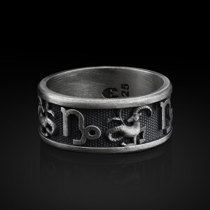 Capricorn Celestial Band Ring for Men in Sterling Silver - Etsy Canada