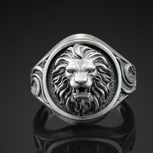 BySilverStone Saber-Toothed Tiger Sterling Silver Signet Ring – Handmade Engraved Men's Ring, Oxidized Finish - View #5