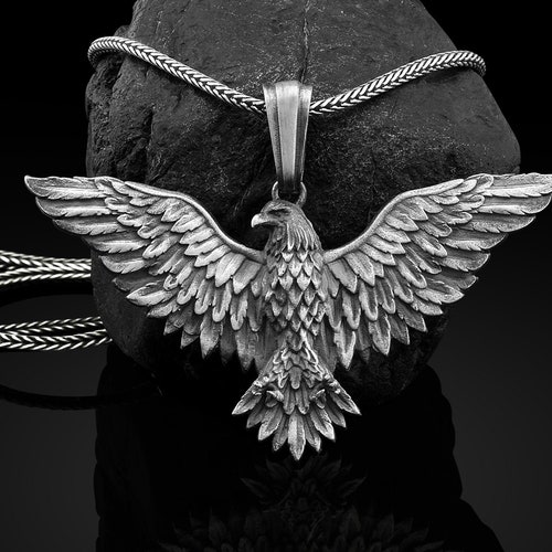 Winged Phoenix Handmade Sterling Silver Men Charm Necklace - Etsy