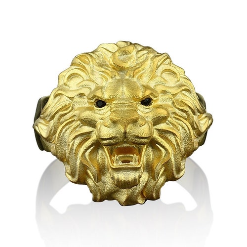 10K Gold Lion Mens Ring Lion Rings 18K Gold Lion Head Etsy
