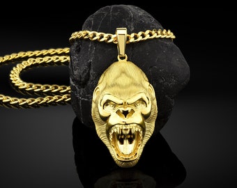 gorilla pendant gold