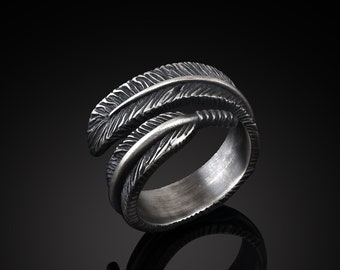 adjustable plume ring silver