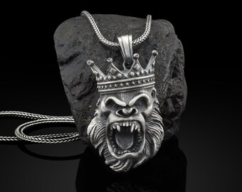 Gorilla reversible antique illustration pendant