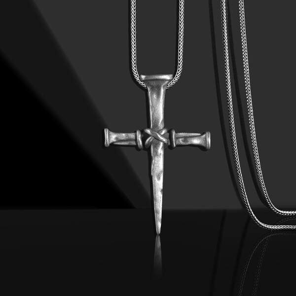 Nail Cross Necklace Etsy