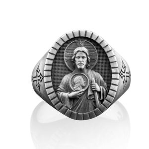 Handmade Saint Jude Signet Ring for Mens Sterling Silver - Etsy