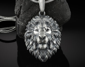 Epinki Stainless Steel Men Necklace Lion Shape Pendant Men Necklace Gold with Cubic Zirconia 