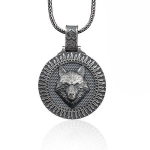 Mens Wolf Head Pendant, Silver Wolf Paw Pendant, Silver Scandinavian Jewelry, Viking Wolf Pendant, Wolf Paw Men Necklace, Oxidized Men Gİft image 4
