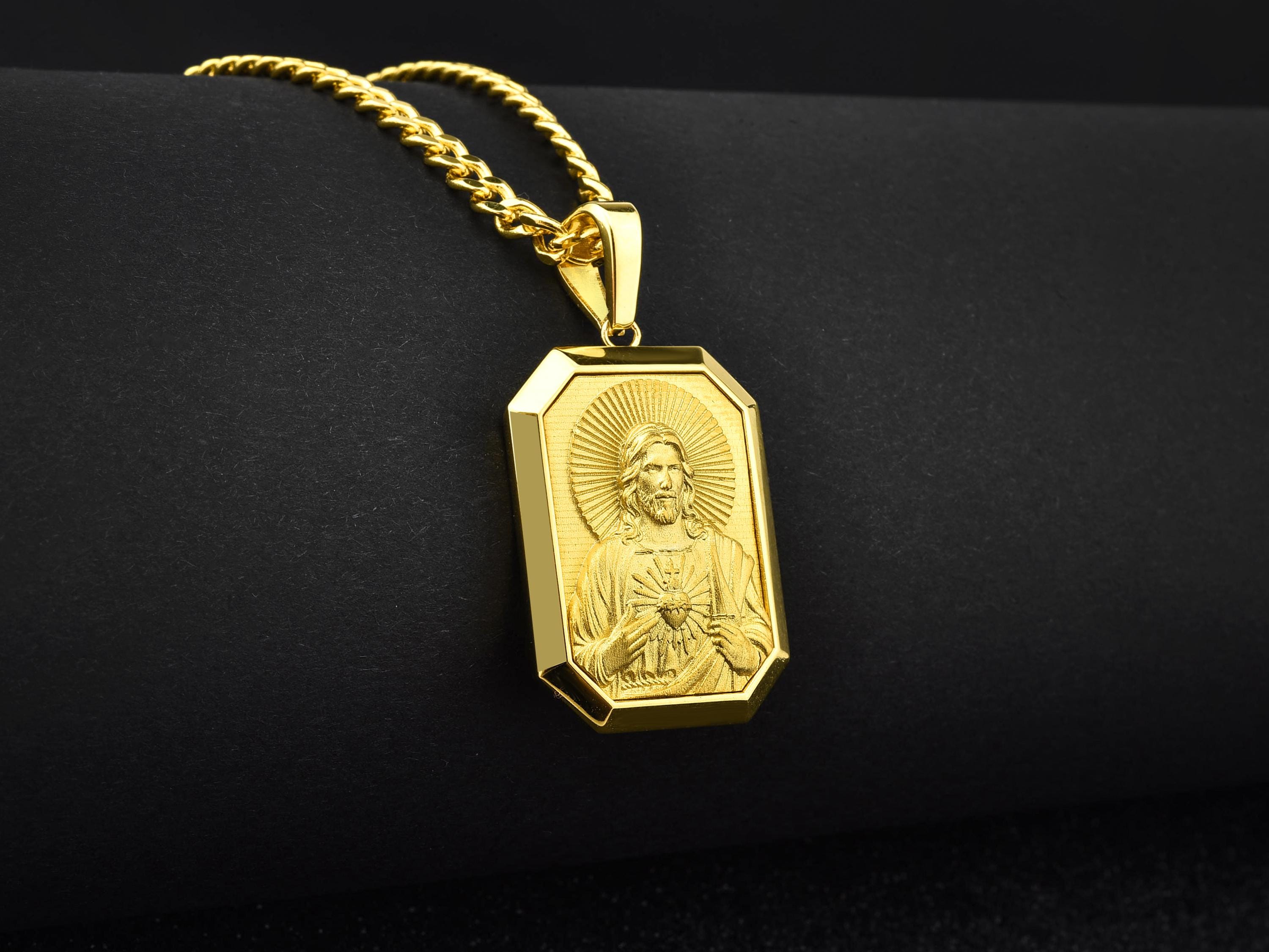 Sacred Heart Of Jesus Religious Medal - 10K/14K Gold Or Sterling Silver, 17mm-24mm - View #2