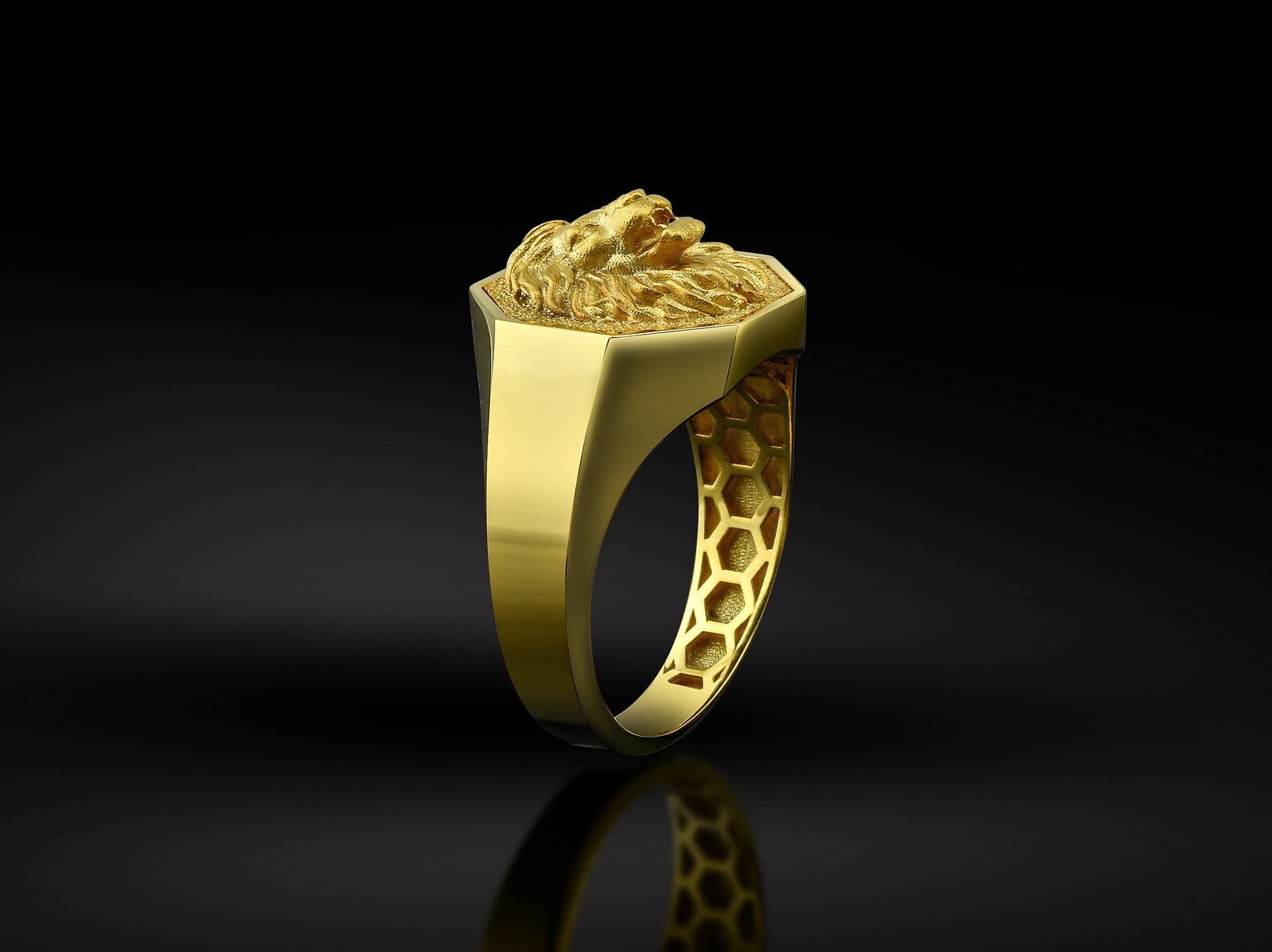 10K Gold Lion Mens Ring Lion Rings 18K Gold Lion Head Etsy